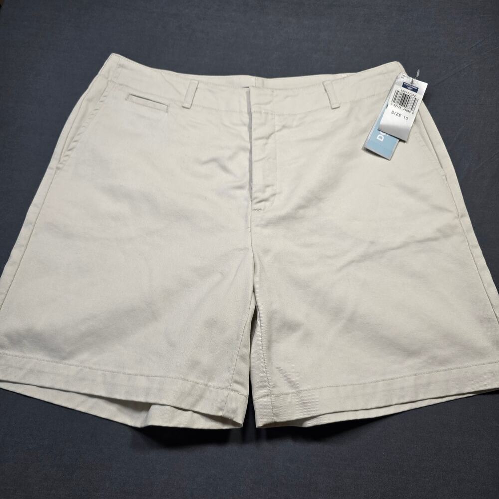 Dockers Tan Khaki Shorts NEW Women Size 10 Chinos Flat Front Pockets Classic Zip